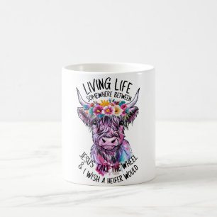 Jesus tar hjulet och jag önskar en Heifer skulle Kaffemugg