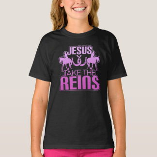 Jesus tar Reins Coola Tävling Horse TT- T Shirt