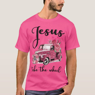 Jesus tar Rosan Je i Hjul Leopard-Blommigten T Shirt