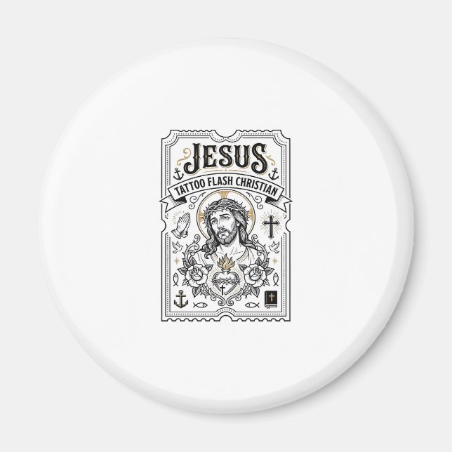 Jesus Tatoo Flash Kristna Jesus Tatoo Flash Kr Magnet (Framsidan)