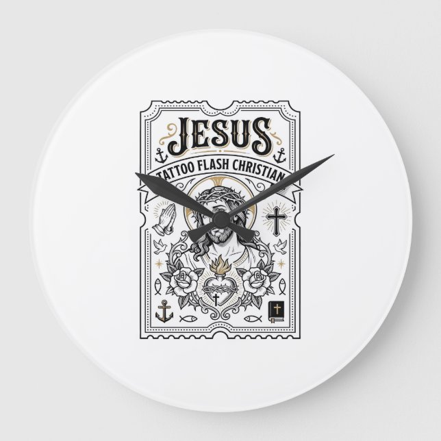 Jesus Tatoo Flash Kristna Jesus Tatoo Flash Kr Stor Klocka (Framsida)
