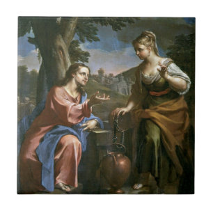 Jesus Teacher Samaritan Woman Kakelplatta
