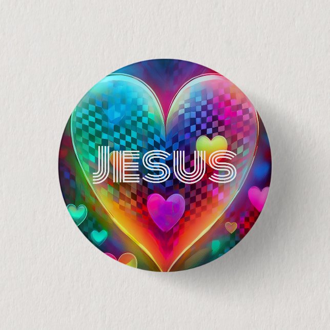 Jesus Techno Heart Button Knapp (Framsida)