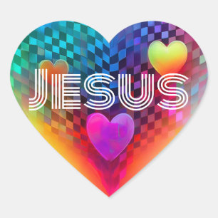 Jesus Techno Heart Hjärtformat Klistermärke