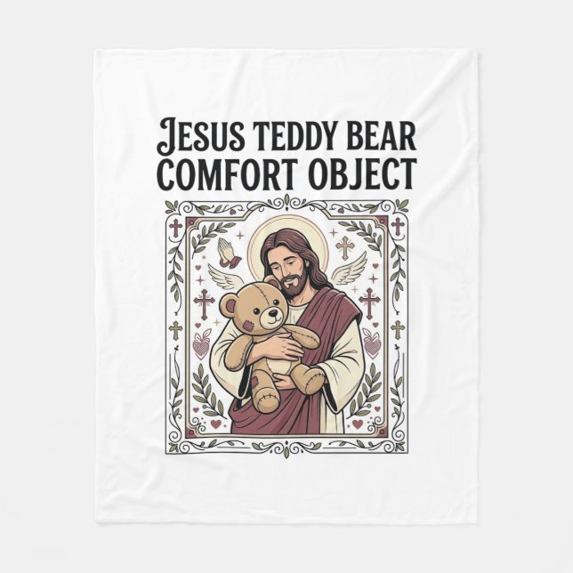 Jesus Teddy Bear Tröst Objekt Jesus Teddy Bear C Fleecefilt (Framsidan)