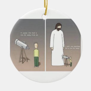 Jesus teleskop julgransprydnad keramik