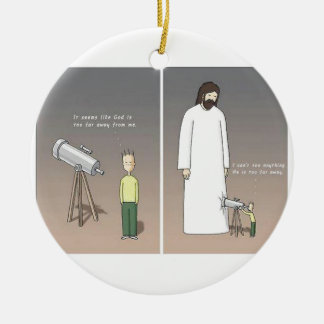 Jesus teleskop julgransprydnad keramik