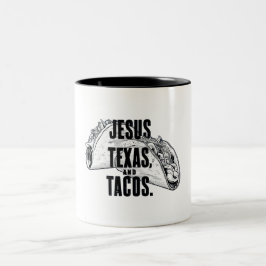 Jesus Texas och Tacos Funny Food Cinco De Mayo Två-Tonad Mugg