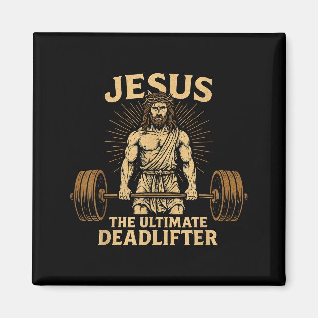 Jesus The Deadlifter Christian Fitness  Magnet (Framsidan)