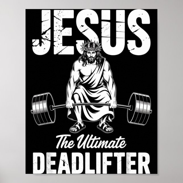 Jesus The Deadlifter Funny Christian Gym Pun  Poster (Framsidan)