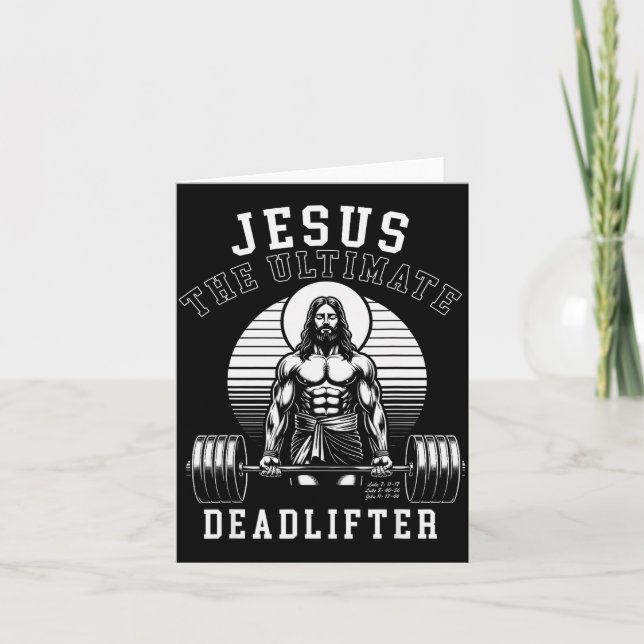Jesus The Deadlifter - Jesus Lyfter Kristna Kort (Framsida)
