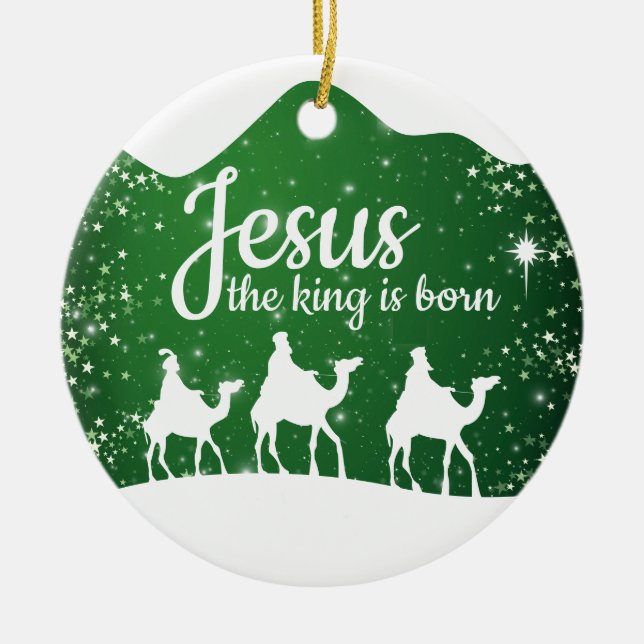Jesus the King is Born Divine Passage ⛪️ 🎄 Julgransprydnad Keramik (Framsidan)