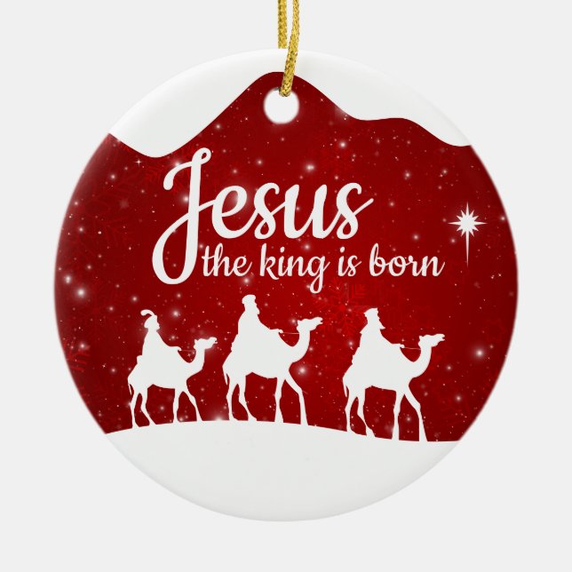 Jesus the King is Born Divine Passage ⛪️ 🎄 Julgransprydnad Keramik (Framsidan)