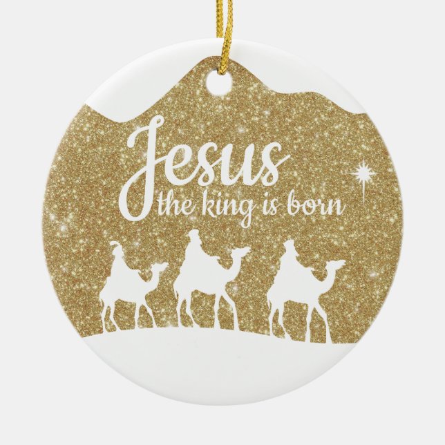 Jesus the King is Born Divine Passage ⛪️ 🎄 Julgransprydnad Keramik (Framsidan)