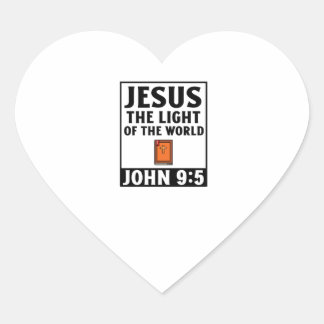 Jesus the light of the world christian faith relig hjärtformat klistermärke
