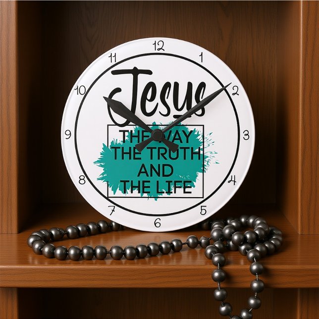 Jesus The Way The Truth And The Life Graphic Rund Klocka (Skapare uppladdad)