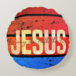 Jesus, the way the truth and the life sunset rund kudde