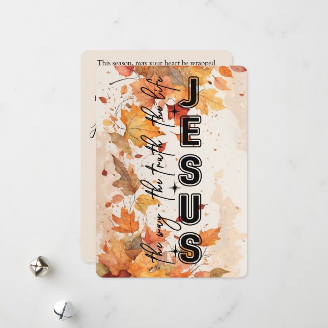 Jesus the Way the Truth the Life Autumn Design Julkort (Fram/Back In Situ)