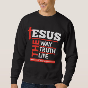 Jesus The Way Truth Life John 146 Christian Spirit Lång Ärmad Tröja