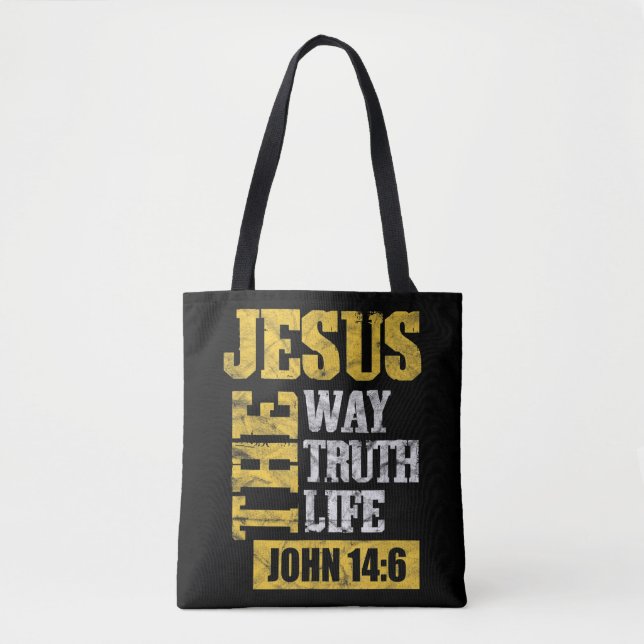 Jesus The Way Truth Life John 14:6 Christian Bible Tygkasse (Framsida)