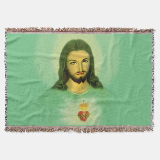 Jesus Throw Blankets hjärta i helig Mysfilt (Framsidan)