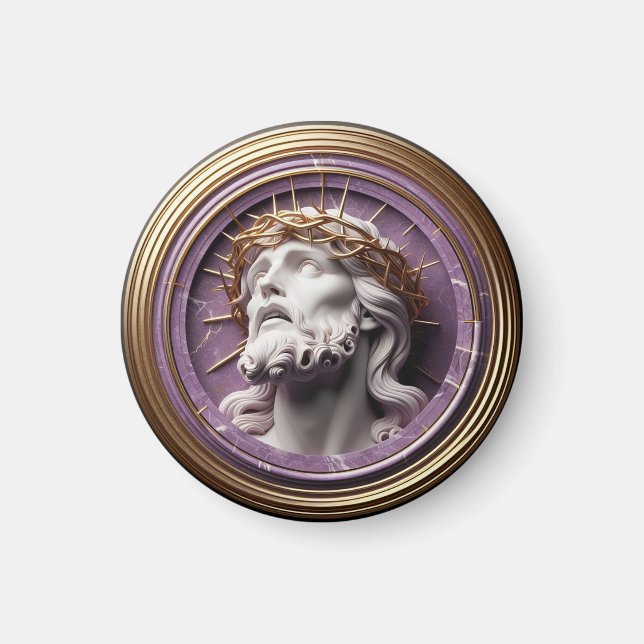 Jesus tittar i himlen med bröst magnet (Framsidan)