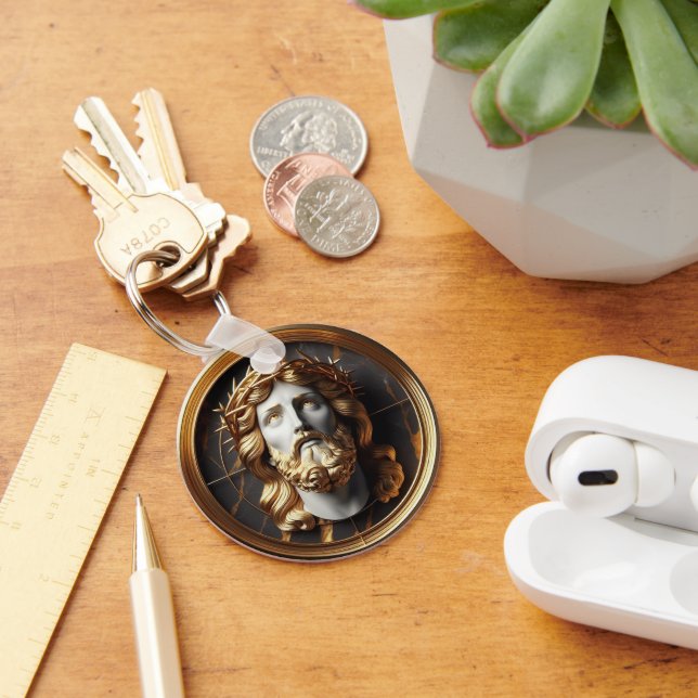 Jesus tittar i himlen med Divine Encounter Nyckelring (Skrivbord)