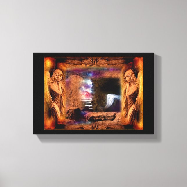 Jesus Tom Grav med Änglar Canvas Wall Art (Framsida)