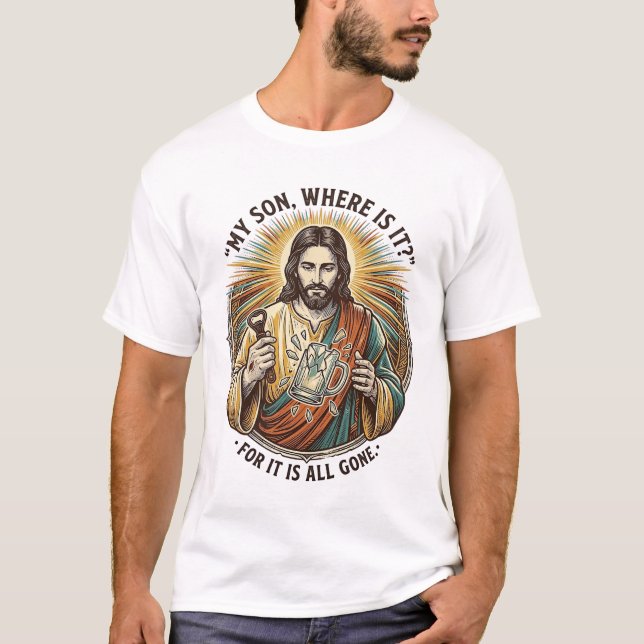 Jesus Tom Ölmugg Bartender Dricker Humor T Shirt (Framsida)