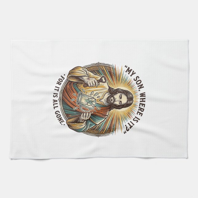 Jesus Tom Tom Britsen ölmugg Bartender Dricker Hum Kökshandduk (Horisontell)