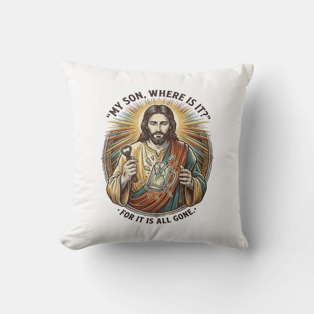 Jesus Tom Tom Britsen ölmugg Bartender Dricker Hum Kudde (Framsida)