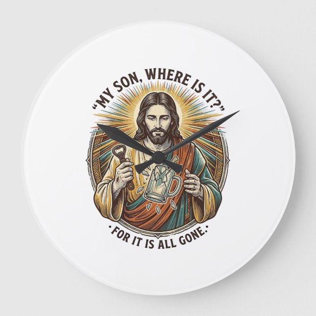 Jesus Tom Tom Britsen ölmugg Bartender Dricker Hum Stor Klocka (Framsida)
