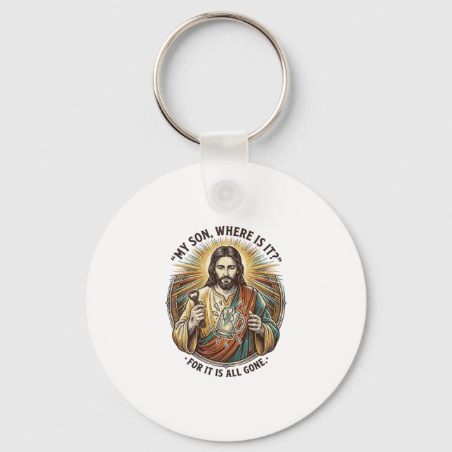 Jesus Tom Tom Flaska Bartender Dricka Humor Nyckelring (Framsida)