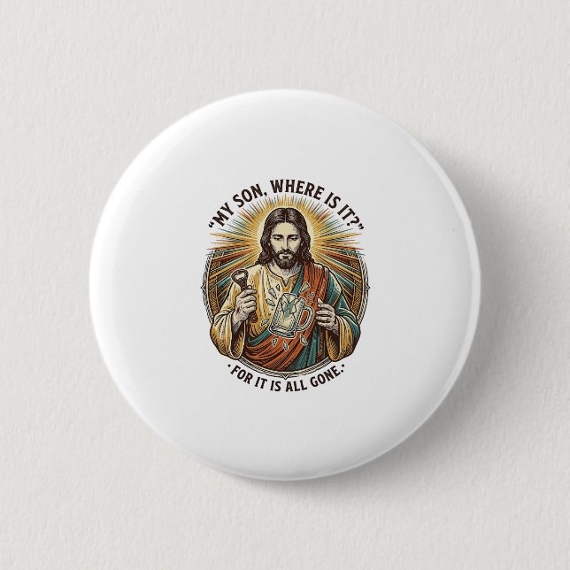 Jesus Tom Tomt Brutet Ölmugg Bartender Dricker Hum Knapp (Framsida)