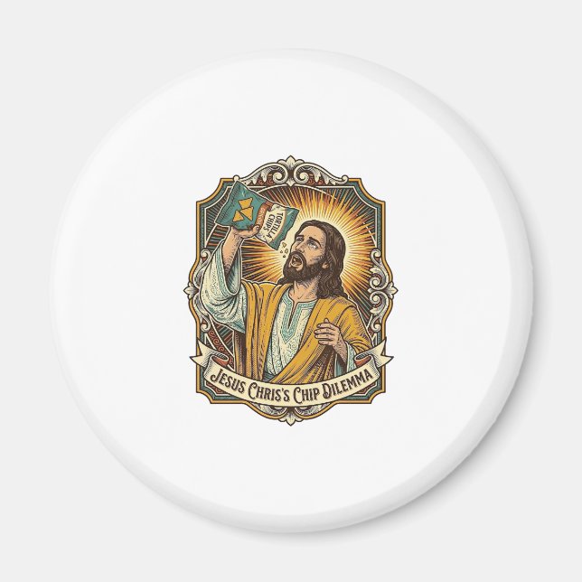 Jesus Tomt Nachochips Påse Berusad Munkies Fest Magnet (Framsidan)
