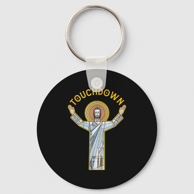 Jesus Touchdown Fun Christian Faith Saying Meme Ch Nyckelring (Framsida)