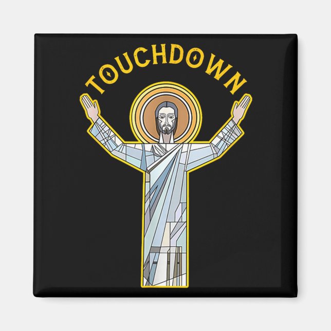 Jesus Touchdown Kul Kristet Tro Motto Meme K Magnet (Framsidan)