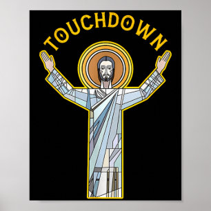Jesus Touchdown Kul Kristet Tro Saying Meme Ch Poster