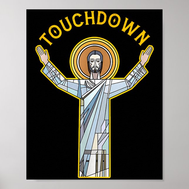 Jesus Touchdown Kul Kristet Tro Saying Meme Ch Poster (Framsidan)