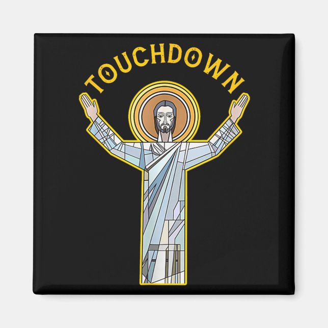 Jesus Touchdown Rolig Kristet Tro Citat Meme Ch Magnet (Framsidan)