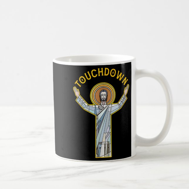 Jesus Touchdown Roligt Kristet Tro Citat Meme Ch Kaffemugg (Höger)