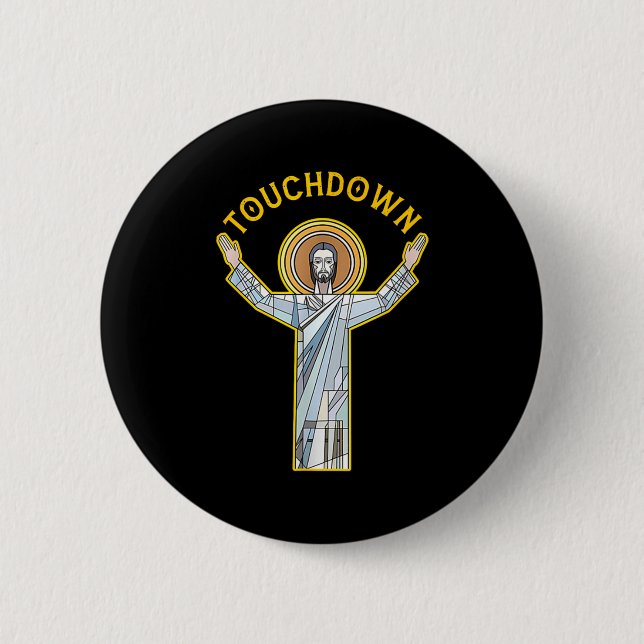Jesus Touchdown Roligt Kristet Tro Saying Meme Ch Knapp (Framsida)
