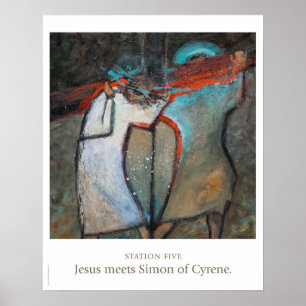 Jesus träffar Simon of Cyrene poster. Poster