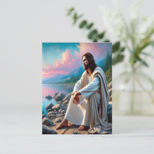 Jesus Tranquil Savior i gudomlig reflektion Vykort