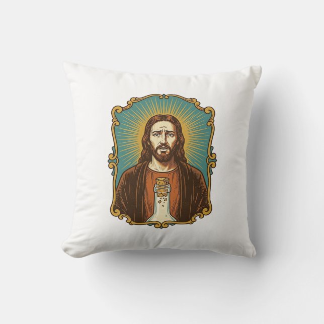 Jesus trasig vinkork fast i flaska Sommelier Del Kudde (Framsida)