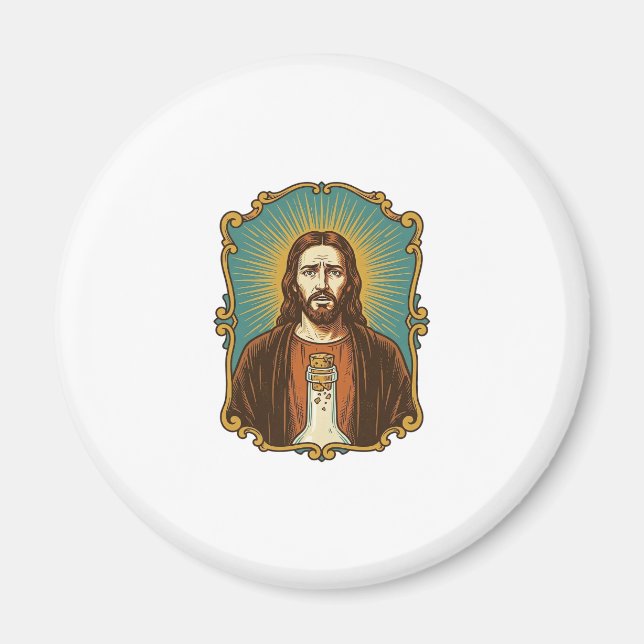Jesus trasig vinpropp fast i flaska Sommelier Del Magnet (Framsidan)