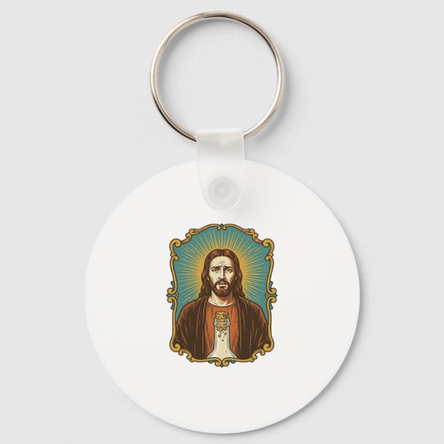 Jesus trasig vinpropp fast i flaska Sommelier Del Nyckelring (Framsida)