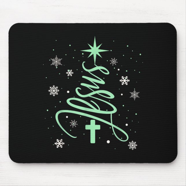 Jesus Tree Christian Christmas Faith Snowflakes Cr Musmatta (Framsidan)