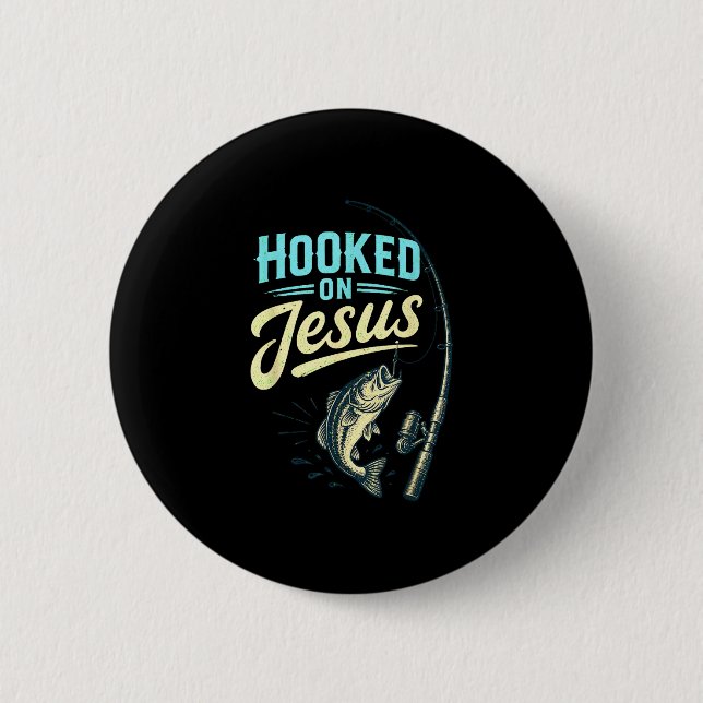 Jesus tro fisk fiske vintage design  knapp (Framsida)