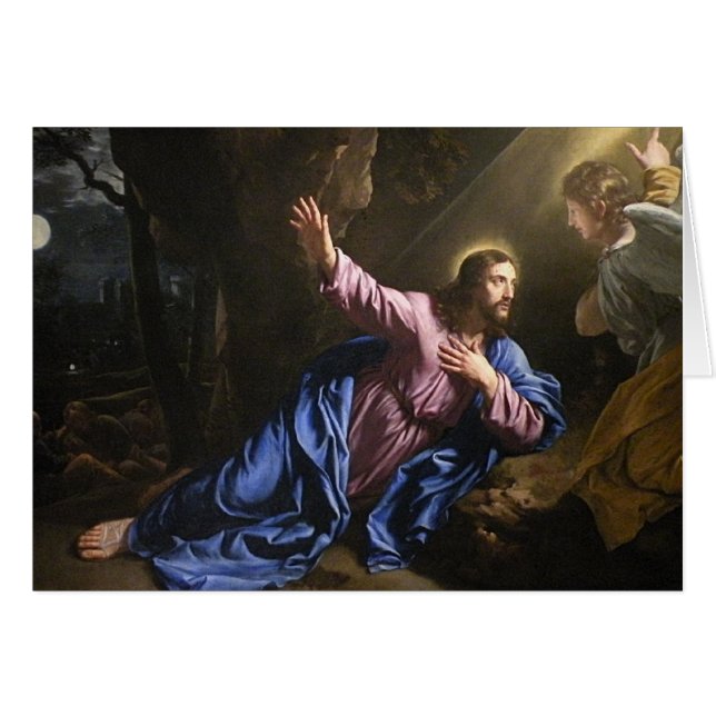 Jesus trokärlek som välsignar kyrklig fredängel hälsningskort (Framsidan Horizontal)